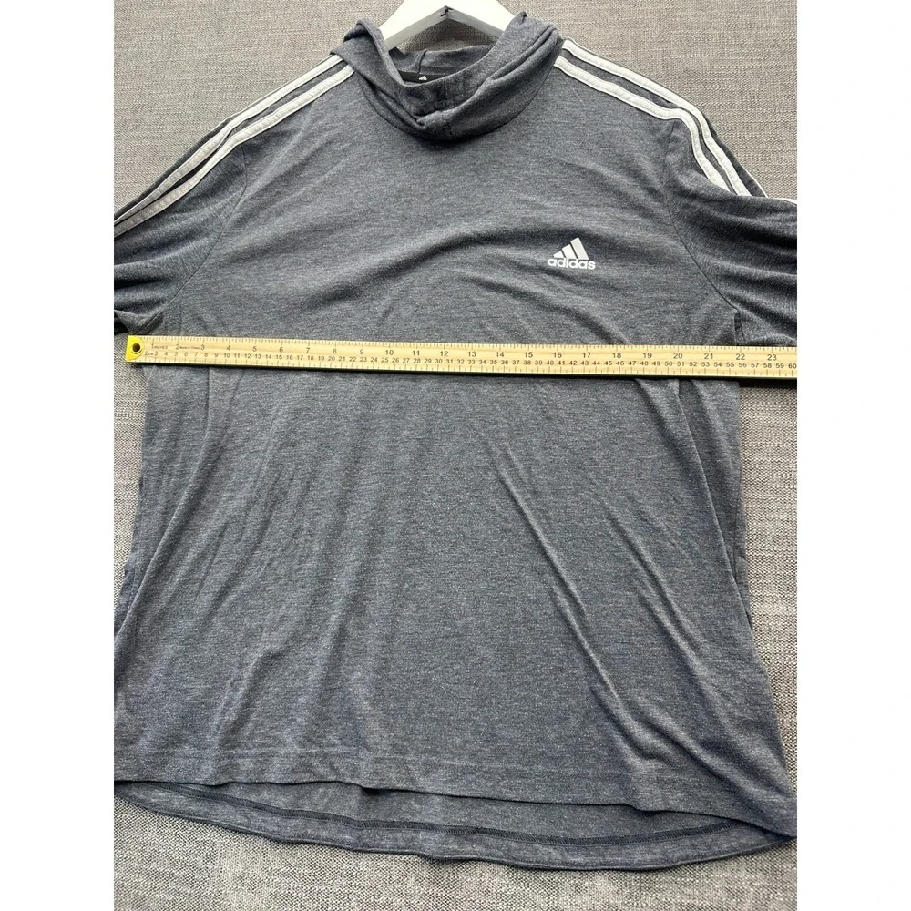Adidas Aeroready Primegreen Hoodie Men 2XL Heather Gray Striped Running Athletic